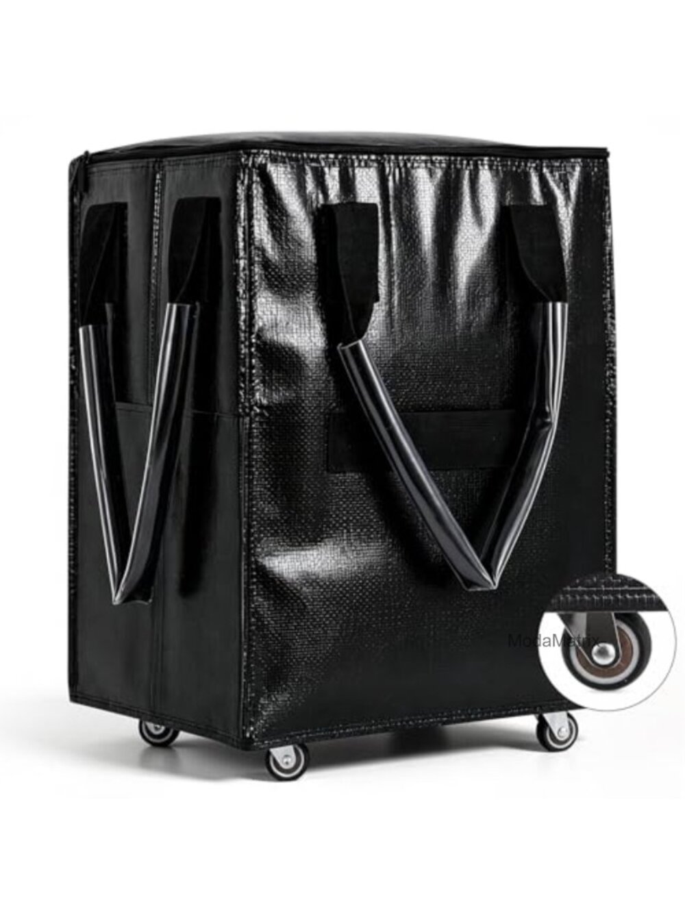 Collapsible Rolling Bag 4 Wheels 60L 66lb Foldable Tote for Shopping
